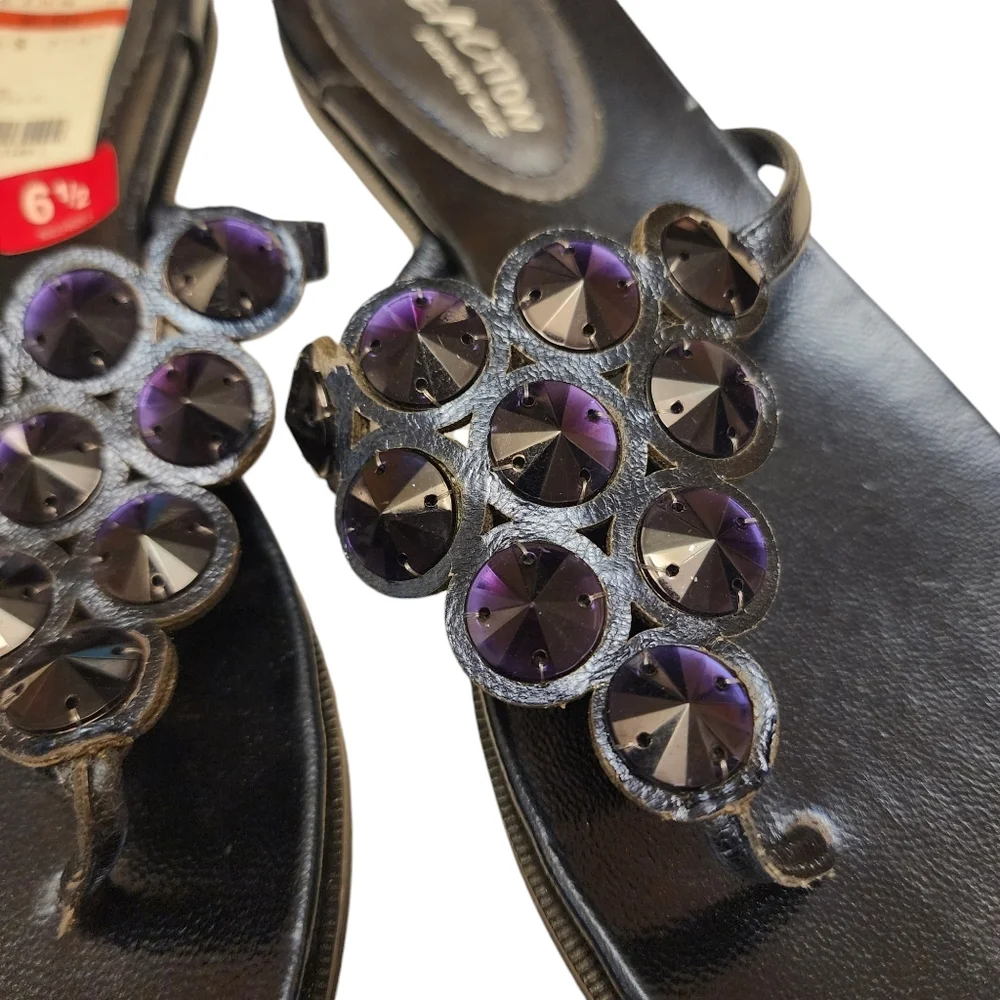 Kenneth Cole Reaction Royal Blue Jeweled Thong Sandals Size 6.5 - Picture 3 of 5